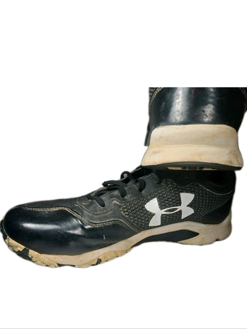 Under Armour Men Sz13 Black/White Rubber Turf Trainer Athletic Traction Y2K[6E